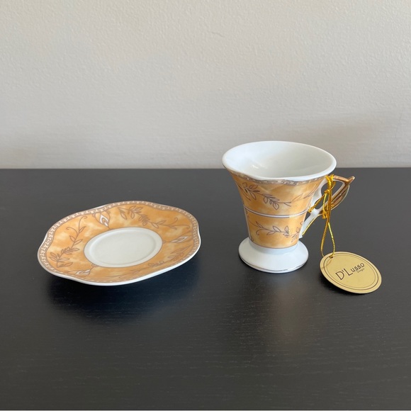 D Lusso Designs 4 Pc Home Collection Demitasse Espresso Cups Saucers - Picture 3 of 10